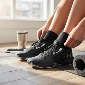 Under Armour Unisex Lockdown 6 Black Basketball Shoes Sneakers Size M 8 W 9.5